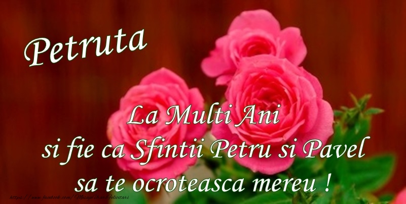 Petruta La multi ani si fie ca Stintii Pentru si Pavel sa te ocroteasca mereu!