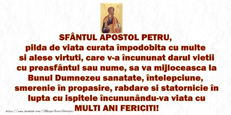 Felicitari de Sfintii Petru si Pavel - mesajeurarifelicitari.com