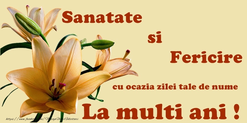 Sanatate si Fericire cu ocazia zilei tale de nume La multi ani!
