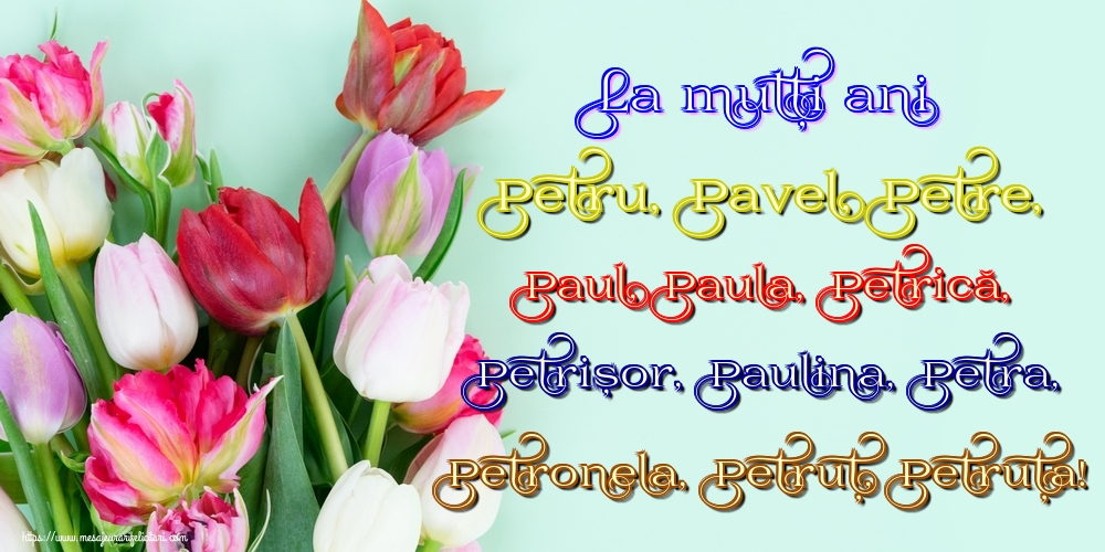 La mulți ani Petru, Pavel, Petre, Paul, Paula, Petrică, Petrișor, Paulina, Petra, Petronela, Petruț, Petruța!