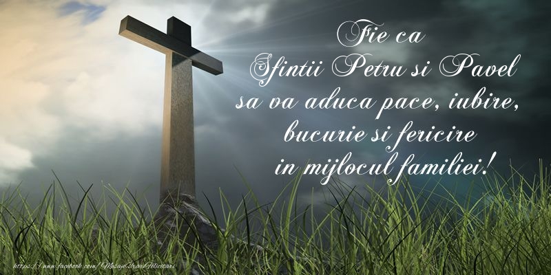 Fie ca Sfintii Petru si Pavel sa va aduca pace, iubire, bucurie si fericire in mijlocul familiei!