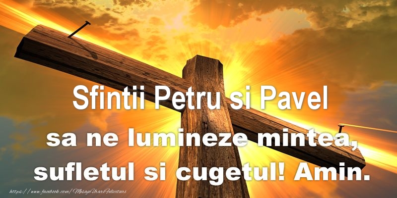 Sfintii Petru si Pavel sa ne lumineze mintea, sufletul si cugetul! Amin.