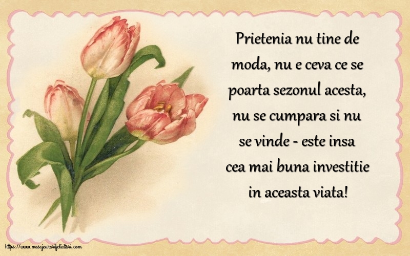 Prietenie Prietenia nu tine de moda, nu e ceva ce se poarta sezonul acesta