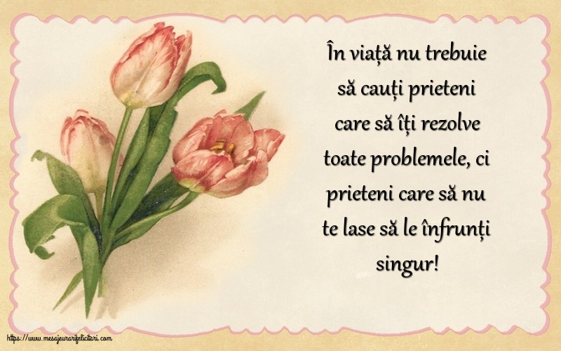 În viață nu trebuie să cauți prieteni care să îți rezolve toate problemele