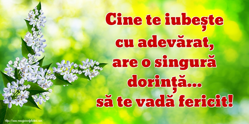 Cine te iubește cu adevărat, are o singură dorință... să te vadă fericit!