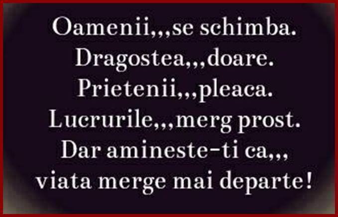 Aminteste-ti ca viata merge mai departe!