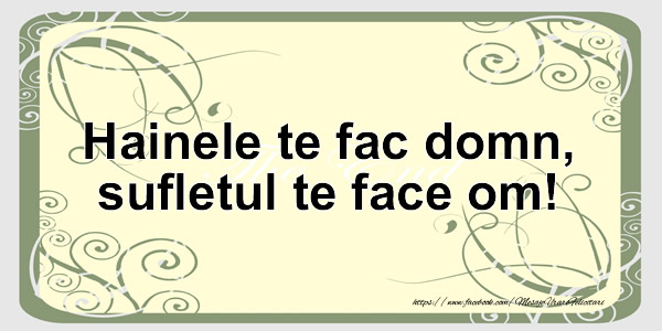 Prietenie Hainele te fac domn, sufletul te face om!