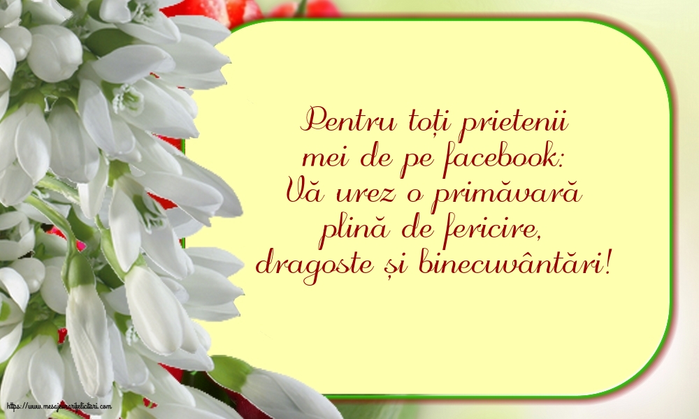 Primavara Vă urez o primăvară plină de fericire, dragoste și binecuvântări!