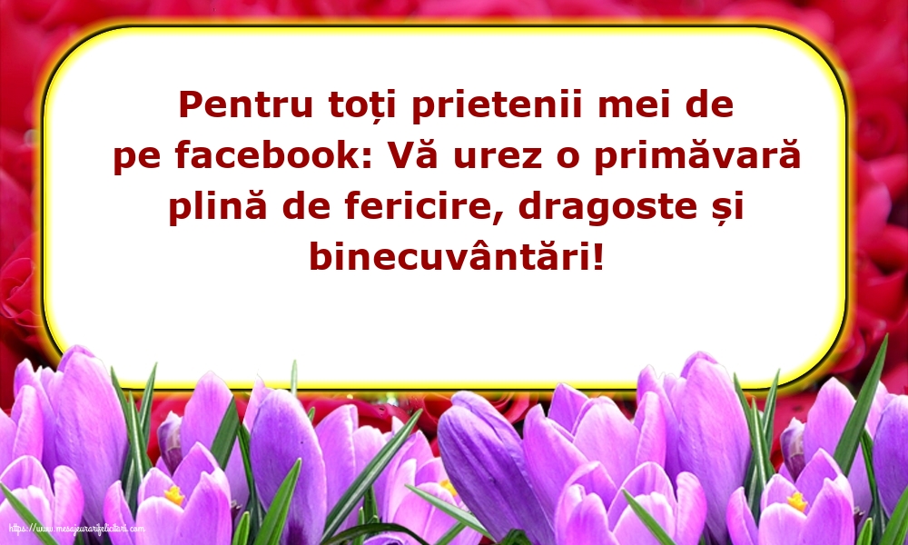 Vă urez o primăvară plină de fericire, dragoste și binecuvântări!