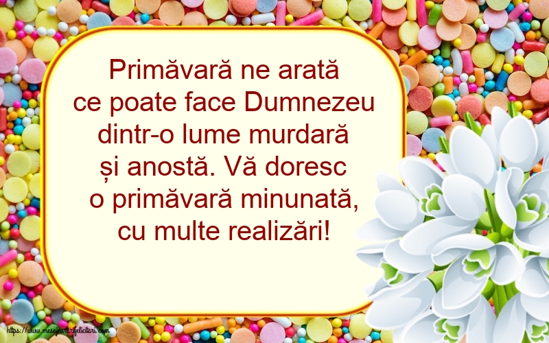 Vă doresc o primăvară minunată, cu multe realizări!