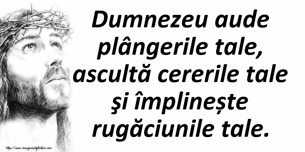 Dumnezeu aude plângerile tale, ascultă cererile tale şi împlinește rugăciunile tale.