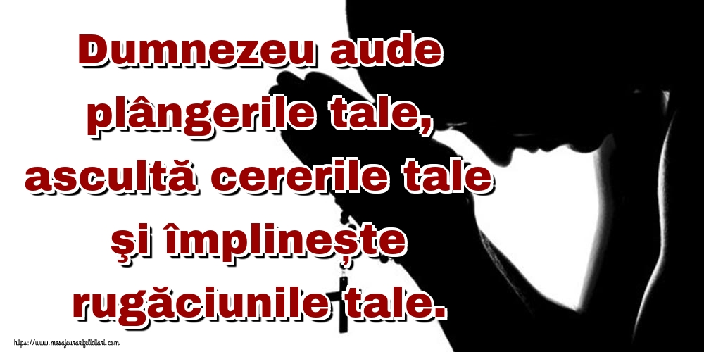 Imagini religioase - Dumnezeu aude plângerile tale, ascultă cererile tale şi împlinește rugăciunile tale. - mesajeurarifelicitari.com