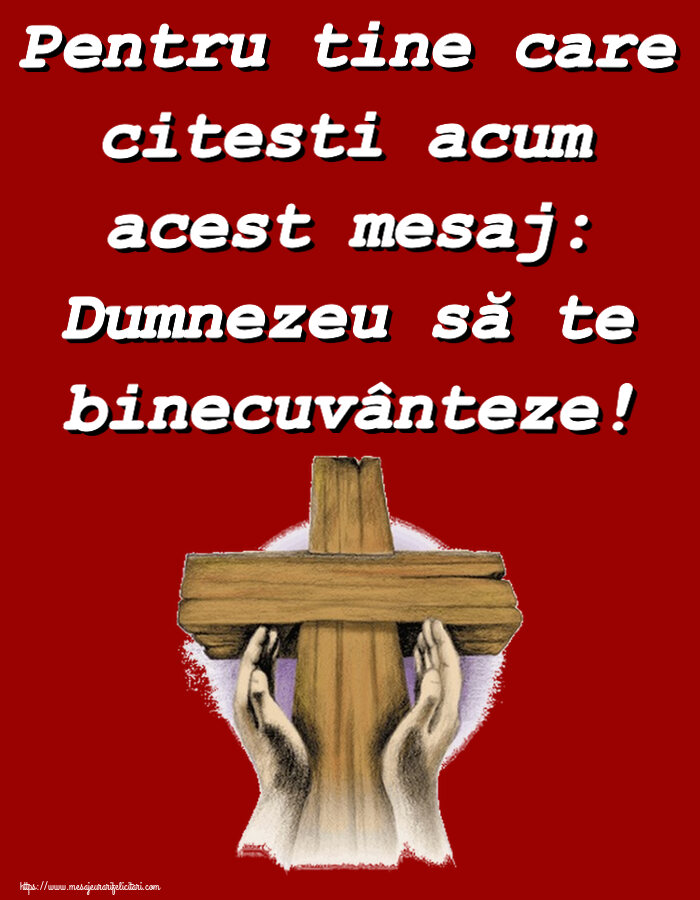 Pentru tine care citesti acum acest mesaj: Dumnezeu să te binecuvânteze!