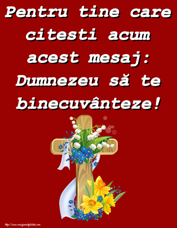 Pentru tine care citesti acum acest mesaj: Dumnezeu să te binecuvânteze!