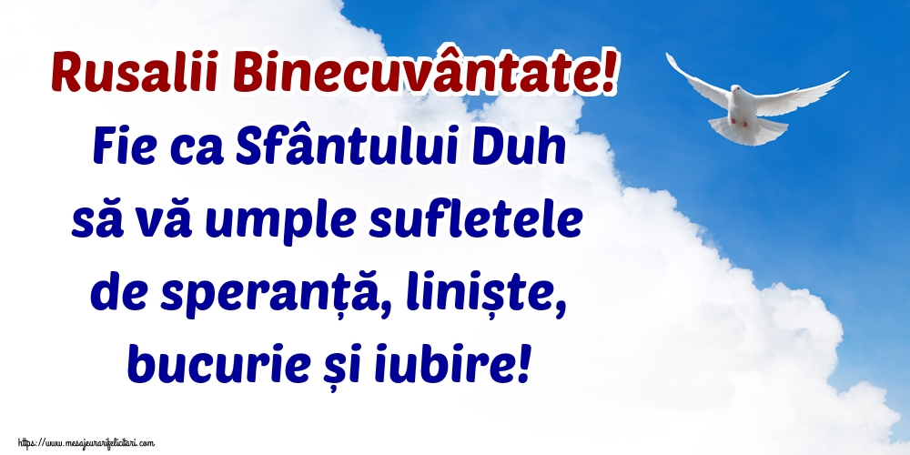 Rusalii Binecuvântate! Fie ca Sfântului Duh să vă umple sufletele de speranță, liniște, bucurie și iubire!