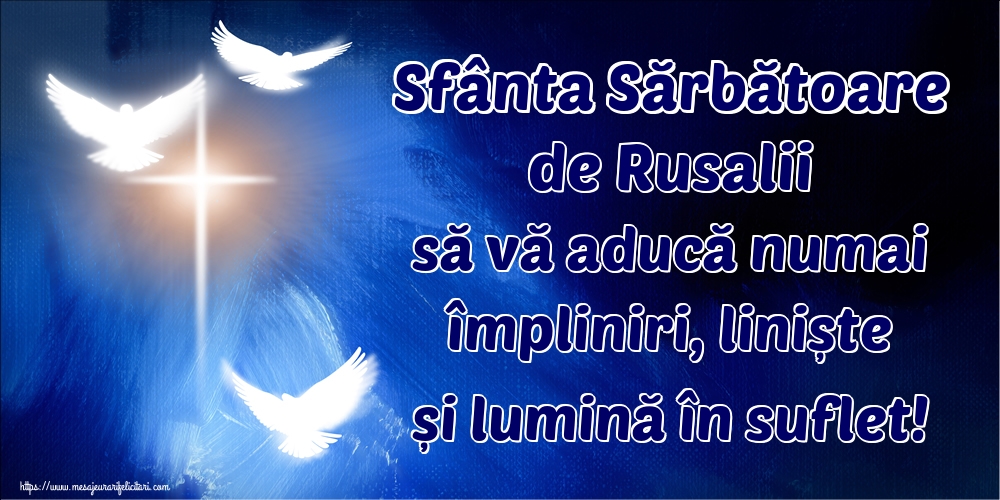 Sfânta Sărbătoare de Rusalii să vă aducă numai împliniri, liniște și lumină în suflet!