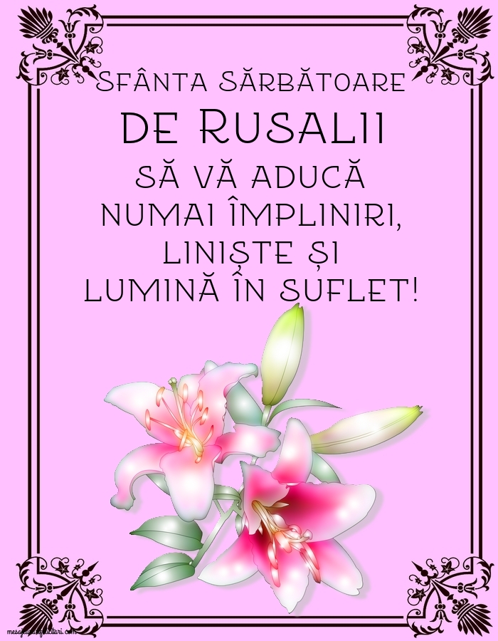 Sfânta Sărbătoare de Rusalii să vă aducă numai împliniri, liniște și lumină în suflet!