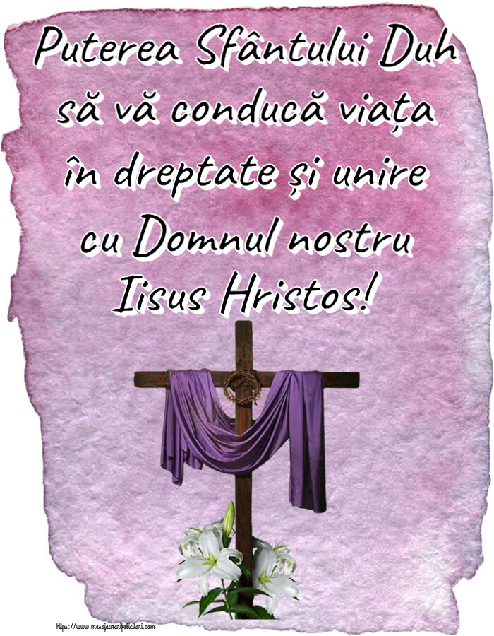 Puterea Sfântului Duh să vă conducă viața în dreptate și unire cu Domnul nostru Iisus Hristos!