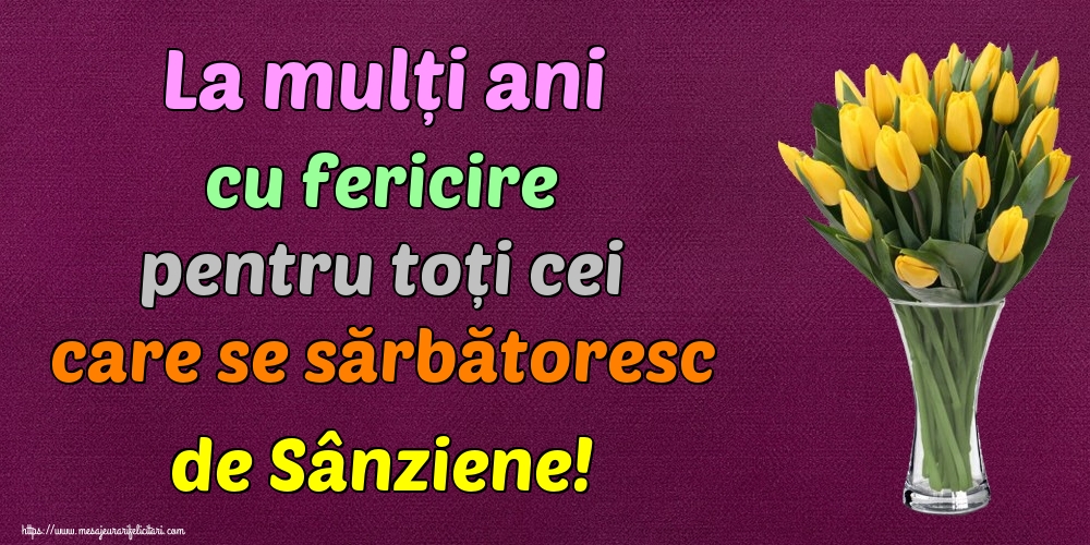 Felicitari de Sanziene - La mulți ani cu fericire pentru toți cei care se sărbătoresc de Sânziene!