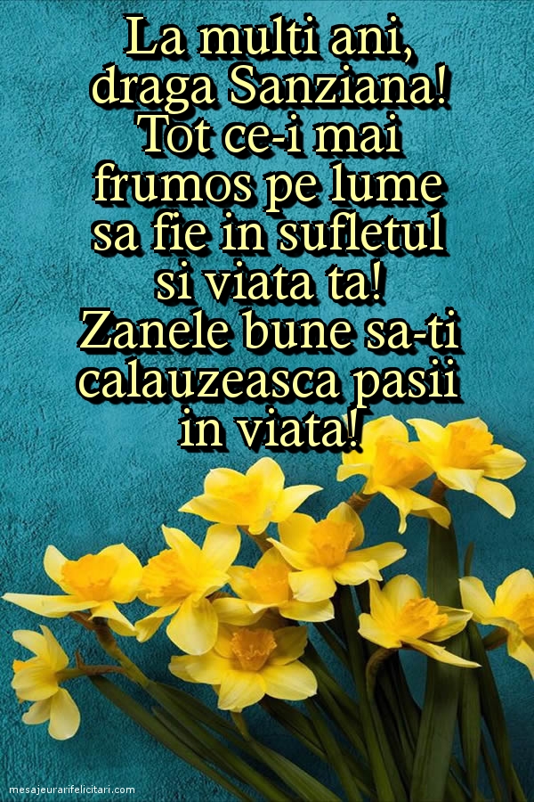 Felicitari de Sanziene - La multi ani, draga Sanziana - mesajeurarifelicitari.com