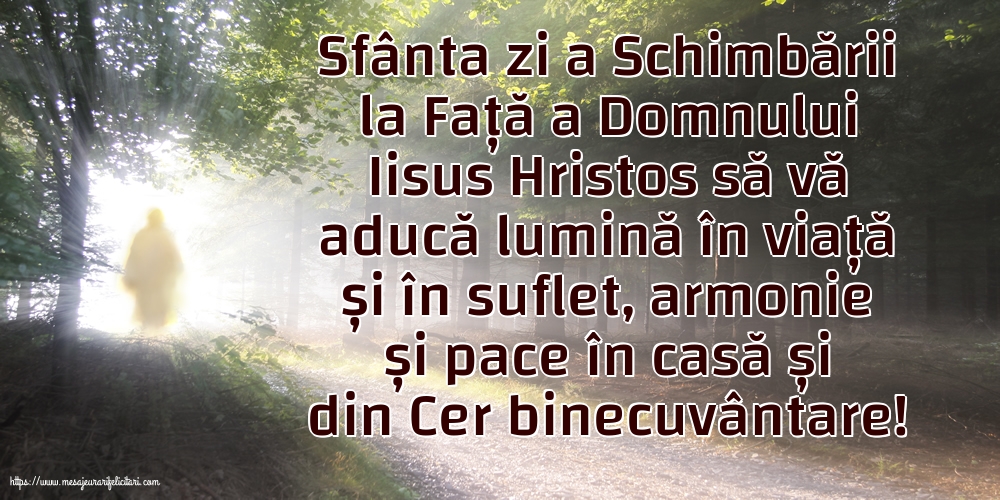 Schimbarea la Față a Domnului Sfânta zi a Schimbării la Față a Domnului Iisus Hristos să vă aducă lumină în viață și în suflet...