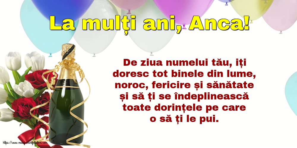 Felicitari de Sfanta Ana cu mesaje - La mulți ani, Anca!