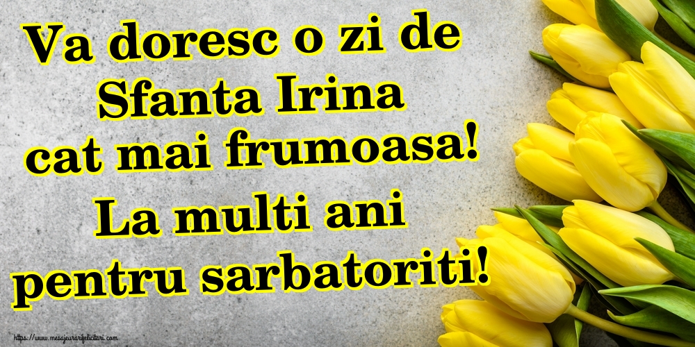 Va doresc o zi de Sfanta Irina cat mai frumoasa! La multi ani pentru sarbatoriti!