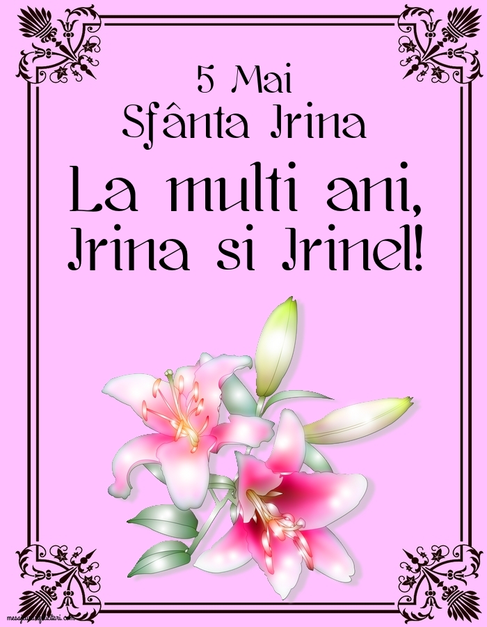 Felicitari de Sfanta Irina - La multi ani, Irina si Irinel! - mesajeurarifelicitari.com