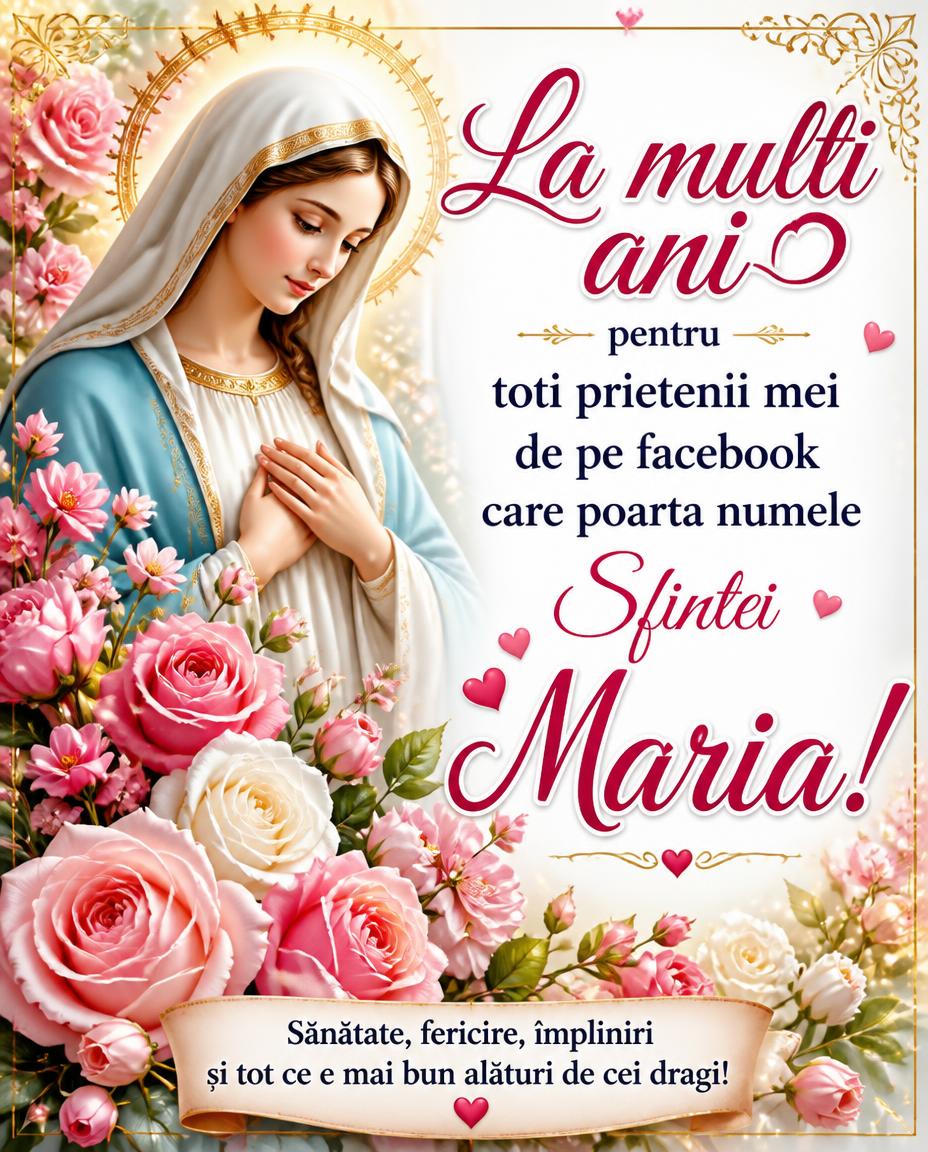 La multi ani pentru toti prietenii mei de pe facebook care poarta numele Sfintei Maria!