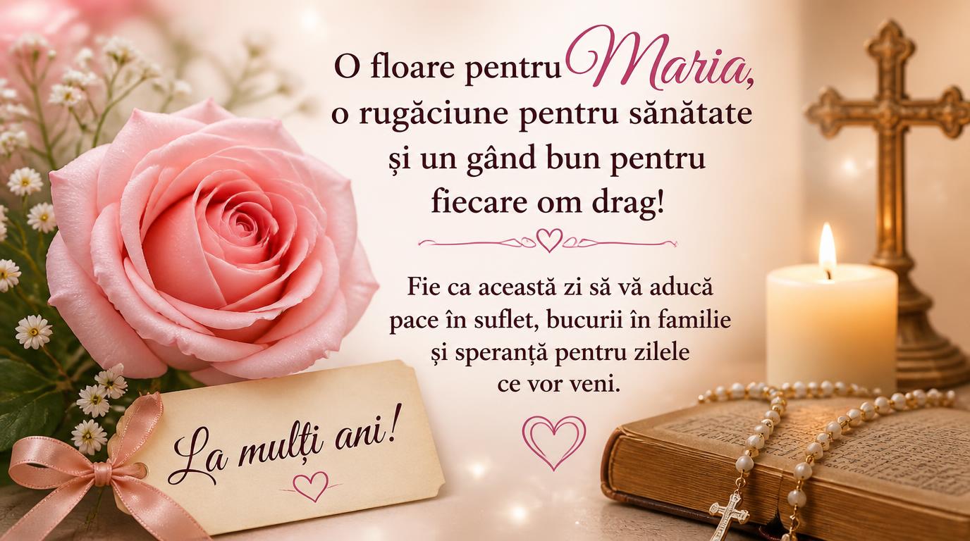 O floare pentru Maria, o rugăciune pentru sănătate și un gând bun pentru fiecare om drag