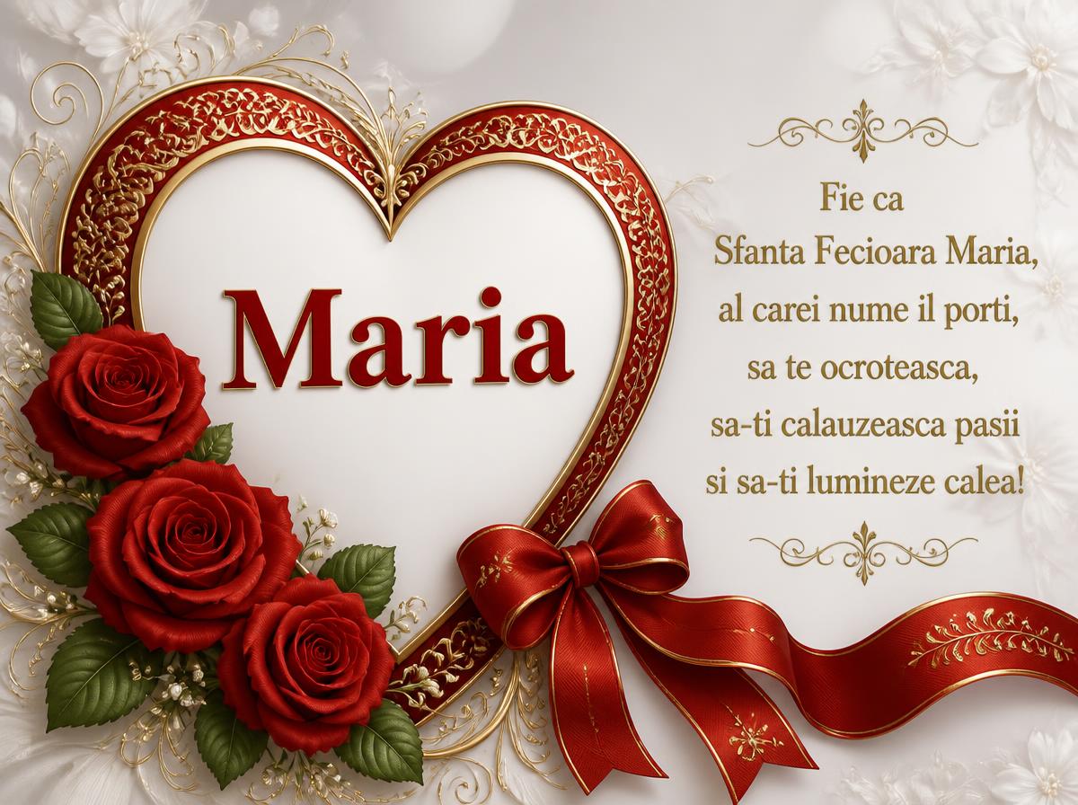 Felicitari de Sfanta Maria - Fie ca Sfanta Fecioara Maria, al carei nume il porti, sa te ocroteasca, sa-ti calauzeasca pasii si sa-ti lumineze calea! - mesajeurarifelicitari.com