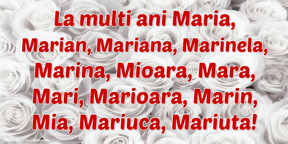 La multi ani Maria, Marian, Mariana, Marinela, Marina, Mioara, Mara, Mari, Marioara, Marin, Mia, Mariuca, Mariuta!