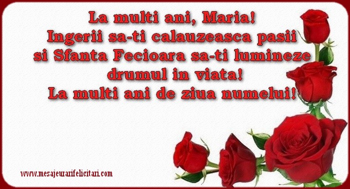 Felicitari de Sfanta Maria - La multi ani, Maria! Ingerii sa-ti calauzeasca pasii si Sfanta Fecioara sa-ti lumineze drumul in viata!La multi ani de ziua numelui! - mesajeurarifelicitari.com
