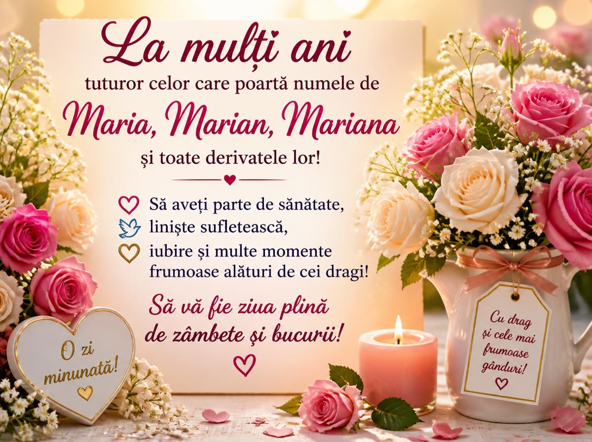 La mulți ani tuturor celor care poartă numele de Maria, Marian, Mariana