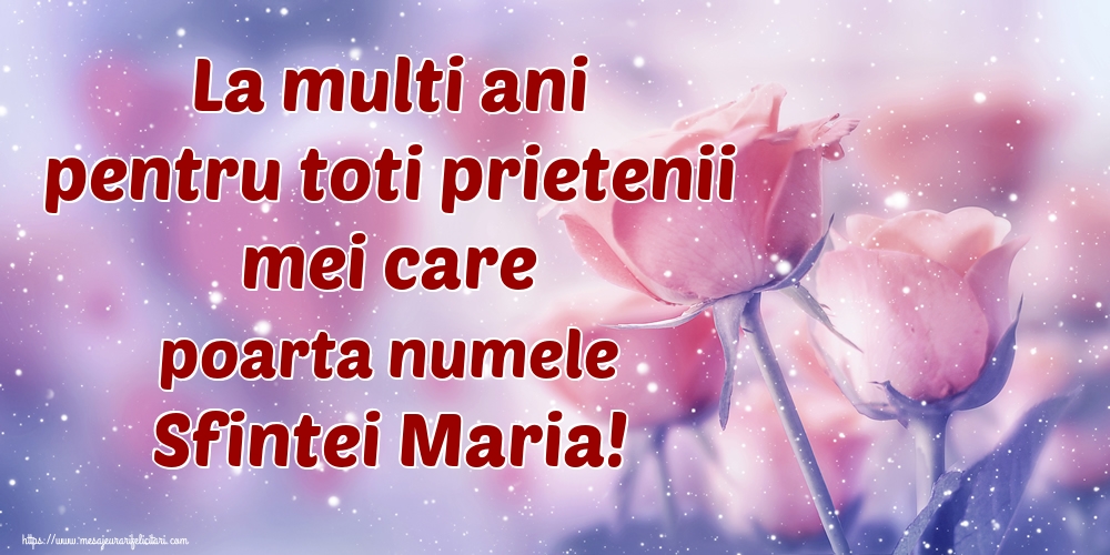 La multi ani pentru toti prietenii mei care poarta numele Sfintei Maria!