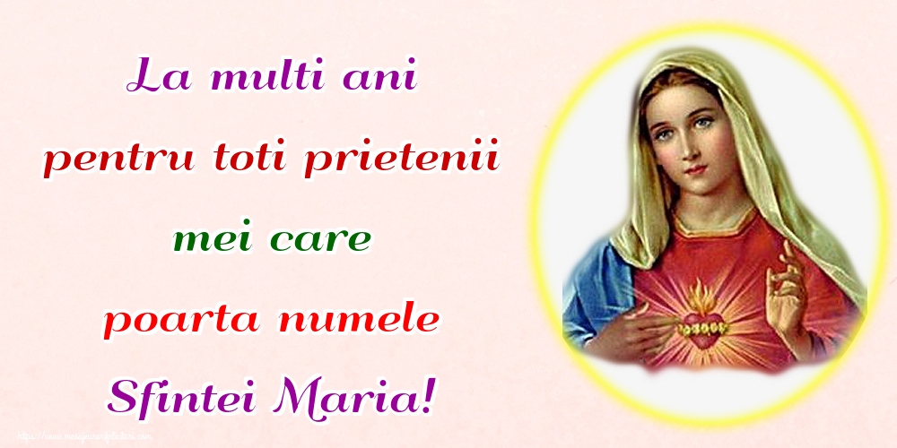 La multi ani pentru toti prietenii mei care poarta numele Sfintei Maria!
