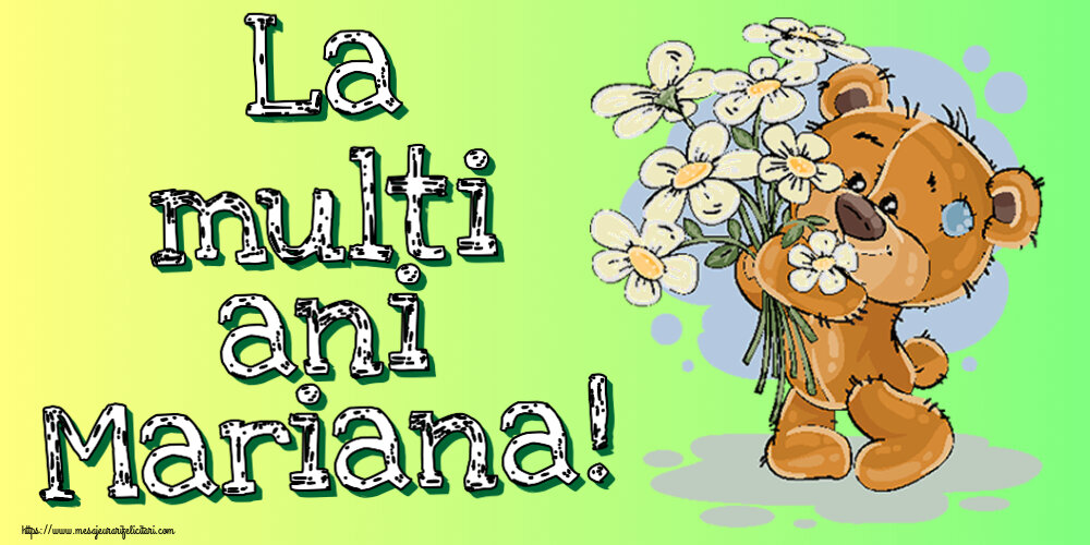 La multi ani Mariana! ~ ursulet cu flori