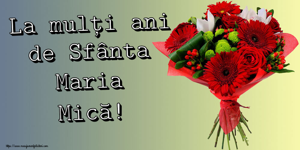 Felicitari de Sfanta Maria Mica - La mulți ani de Sfânta Maria Mică! ~ buchet cu gerbere - mesajeurarifelicitari.com