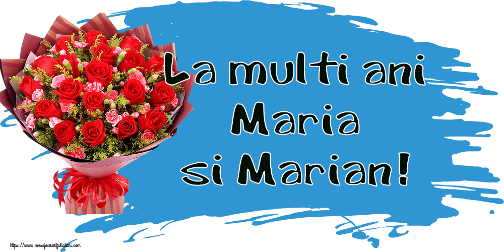 Felicitari de Sfanta Maria Mica - La multi ani Maria si Marian! ~ trandafiri roșii și garoafe - mesajeurarifelicitari.com