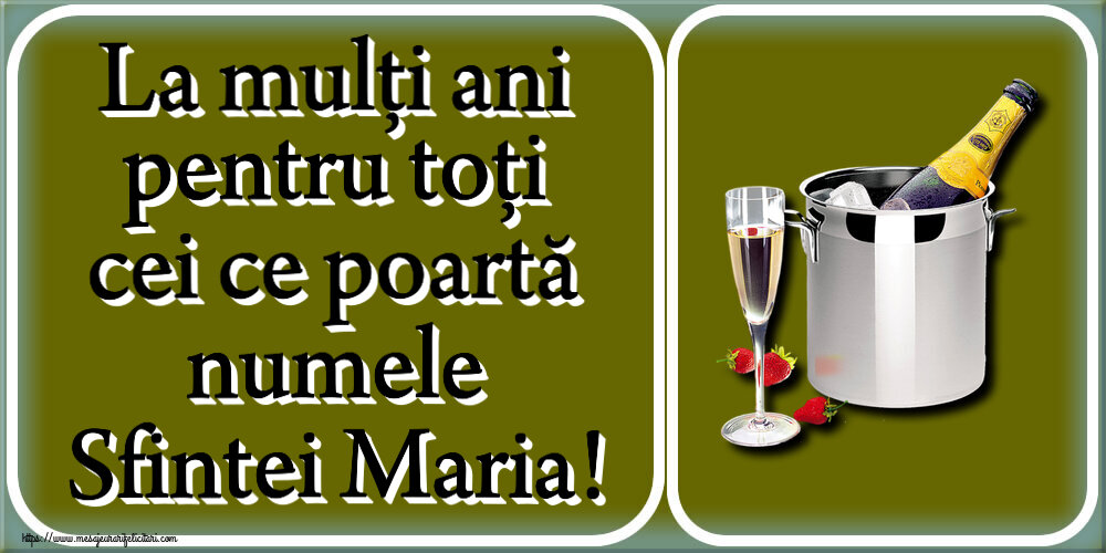 La mulți ani pentru toți cei ce poartă numele Sfintei Maria! ~ șampanie în frapieră și căpșuni