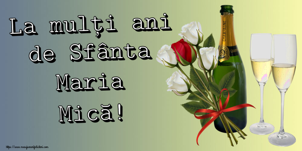 La mulți ani de Sfânta Maria Mică! ~ 4 trandafiri albi și unul roșu