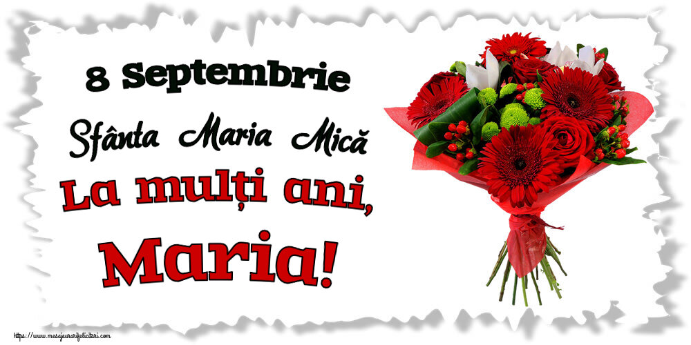 Sfanta Maria Mica 8 Septembrie Sfânta Maria Mică La mulți ani, Maria! ~ buchet cu gerbere