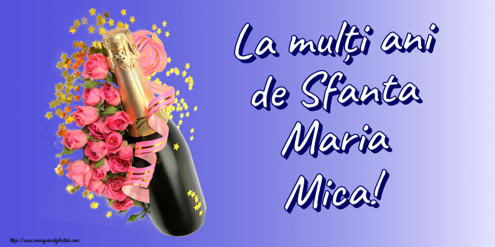 La mulți ani de Sfanta Maria Mica! ~ aranjament cu șampanie și flori
