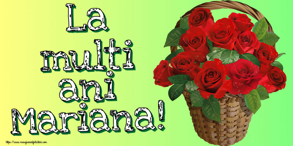 Felicitari de Sfanta Maria Mica - La multi ani Mariana! ~ trandafiri roșii în coș - mesajeurarifelicitari.com