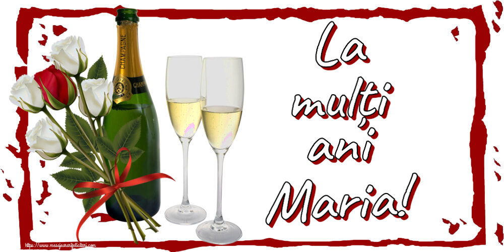 Descarca felicitarea - Felicitari de Sfanta Maria Mica - La mulți ani Maria! ~ 4 trandafiri albi și unul roșu - mesajeurarifelicitari.com