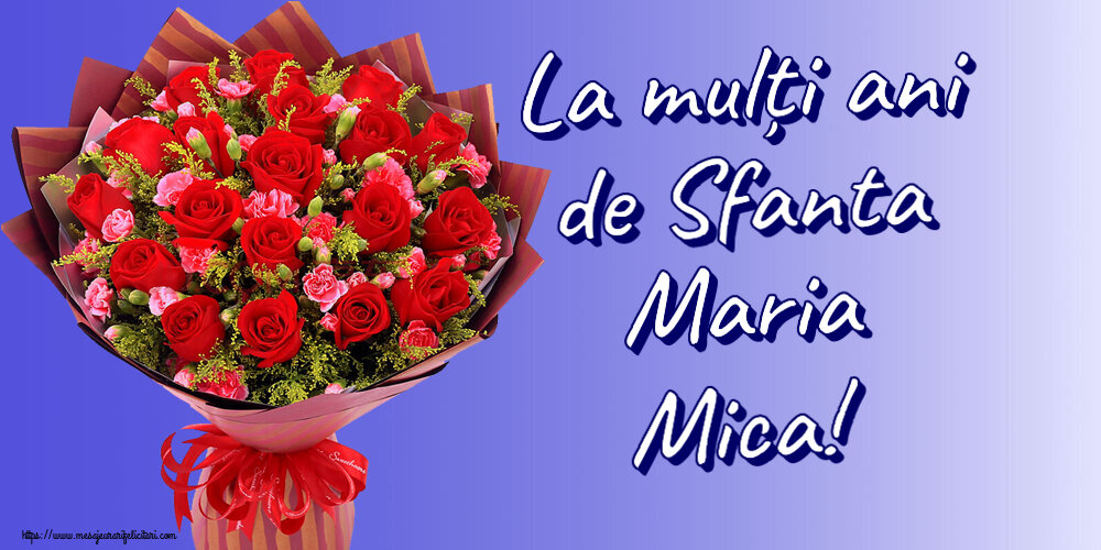 La mulți ani de Sfanta Maria Mica! ~ trandafiri roșii și garoafe