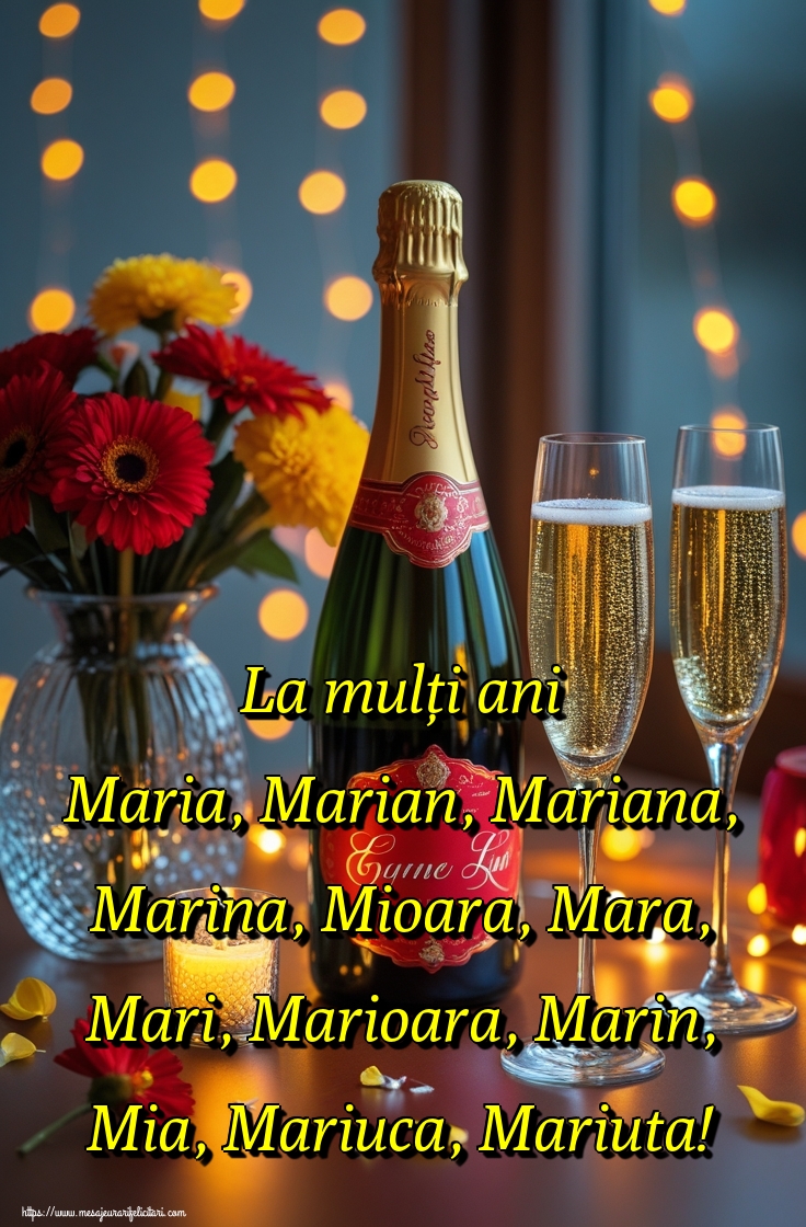 La mulți ani Maria, Marian, Mariana, Marina, Mioara, Mara, Mari, Marioara, Marin, Mia, Mariuca, Mariuta!