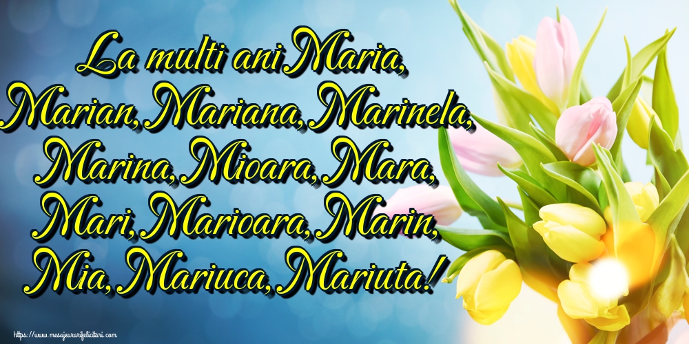 La multi ani Maria, Marian, Mariana, Marinela, Marina, Mioara, Mara, Mari, Marioara, Marin, Mia, Mariuca, Mariuta!