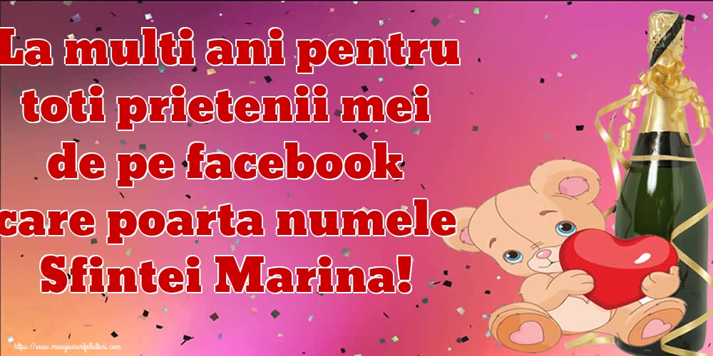 La multi ani pentru toti prietenii mei de pe facebook care poarta numele Sfintei Marina!