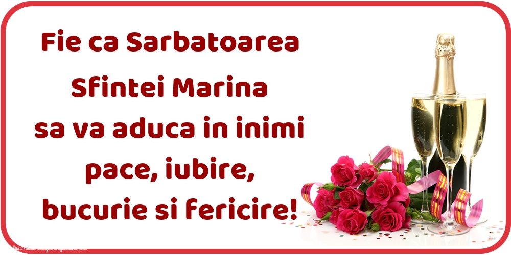 Felicitari de Sfanta Marina - Fie ca Sarbatoarea Sfintei Marina sa va aduca in inimi pace, iubire, bucurie si fericire! - mesajeurarifelicitari.com